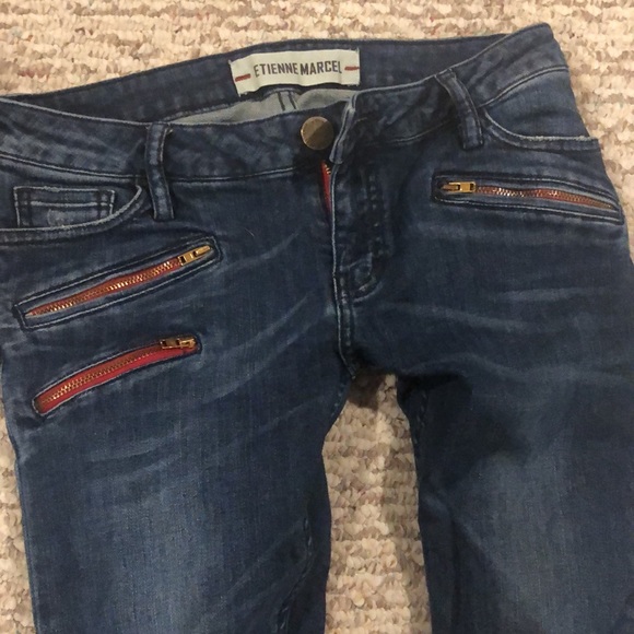 🇫🇷Etienne Marcel Skinny denim with 3 red zippers & detailed leg seams 🇫🇷 - Picture 5 of 8
